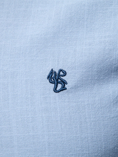 Long Sleeve Linen Look Stand Collar Shirt