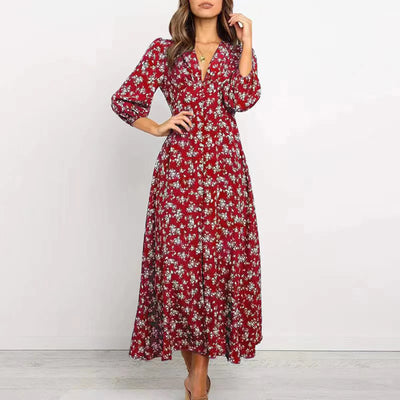 Melina™ Bohemian Floral Print Long Dress